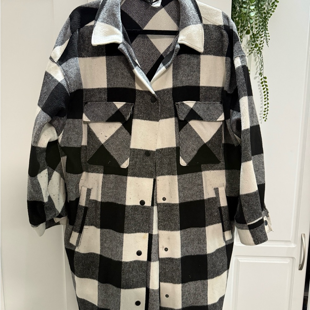 H&M Black and White Checkered Jacket